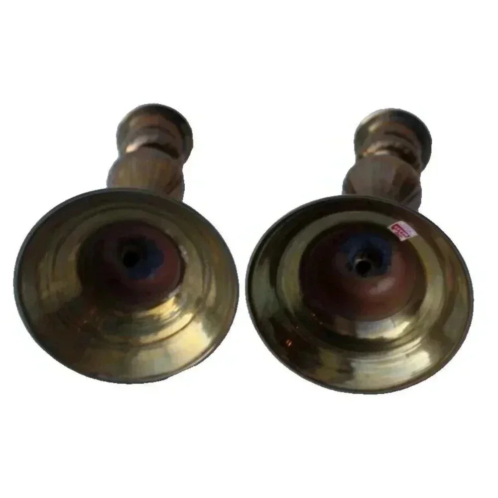 Vintage Pair Of Matching Ornate Solid Brass Footed Candlesticks Room Decor